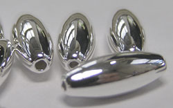  silver plated 12mm x 4.8mm plain oval bead 