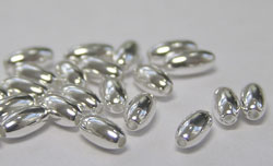  silver plated 4mm x 2mm plain oval bead 
