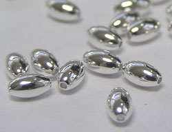  silver plated 4.5mm x 2.6mm plain oval bead 