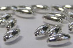  silver plated 7.5mm x 3.6mm plain oval bead 