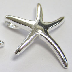  sterling silver 23mm x 20mm starfish pendant / charm / drop inc 2mm x 3mm integral chain hole 