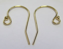  pair gold filled (14/20) 20mm x 11.5mm, 22 gauge (0.64mm) ball end earwire 