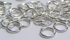  sterling silver 6.5mm diameter, 18 gauge (approx 1mm) open jump rings (saw cut) 