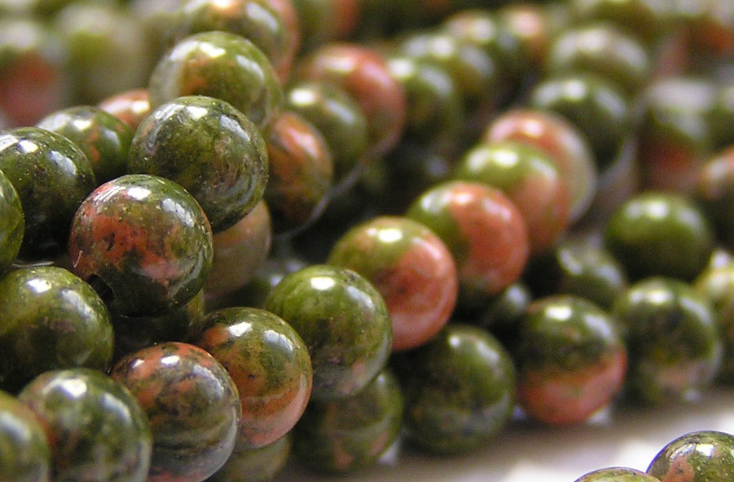  string of unakite 4mm round beads - approx 100 per string 