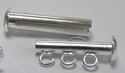  silver plated 22mm x 4mm plain tube multi-strand clasp, closed loops internal diameter 2mm 