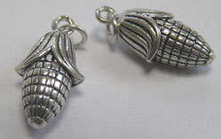  sterling silver, stamped 925, 19mm x 8mm chunky corn on the cob charm plus closed jumpring with 3.2mm internal diameter 