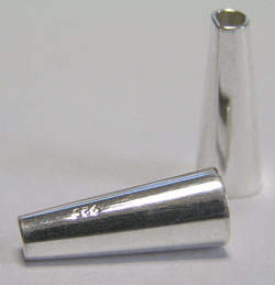  sterling silver, stamped 925, 16mm x 6mm end cone, hole at narrowest point is 2mm, at widest point is 5mm 