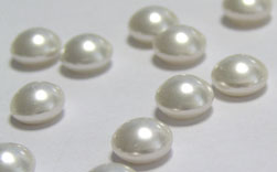  swarovski 5817 white 6mm half round pearl cabouchon which is HALF DRILLED, hole does not go all the way through 