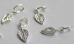 sterling silver 10.35mm leaf charm plus attached closed jump ring with minimum internal diameter of 2mm