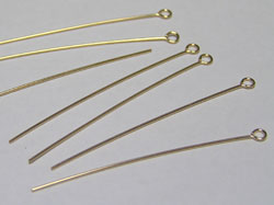  gold fill, half hard, 24 gauge (approx 0.5mm thick) 38mm eyepin, ring at end has 1mm internal diameter 