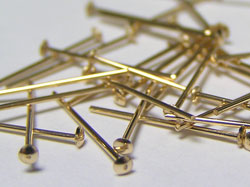  gold fill, half hard, 24 gauge (approx 0.5mm thick) flat-ended 12.7mm headpin 