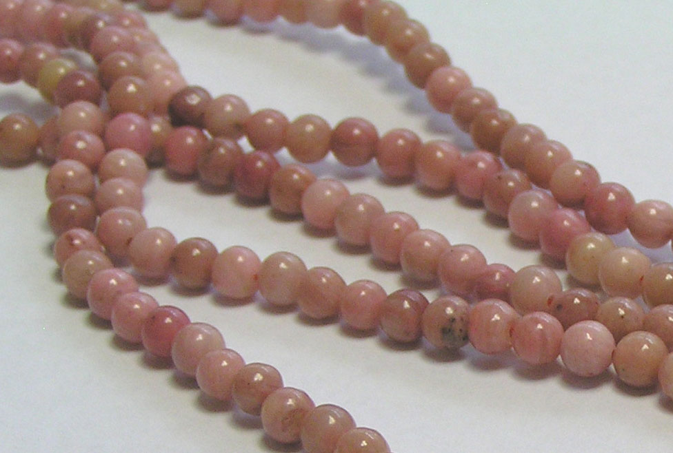  string of rhodonite, A GRADE 4mm round beads - approx 85 beads per string 