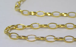  cm's - SOLD IN METRIC LENGTHS - vermeil loose oval link 5.2mm x 3.5mm chain - very good quality sturdy chain - 5.5 links per inch, 12.66g per meter [vermeil is gold plated sterling silver] 