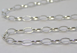  cm's - SOLD IN METRIC LENGTHS - sterling silver loose oval link 5.2mm x 3.5mm chain - very good quality sturdy chain - 5.5 links per inch, 12.66g per meter 