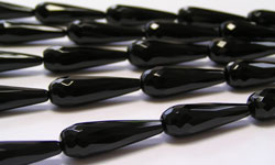  black onyx 30mm x 9.5mm faceted drop beads - sold loose - full faceting top and sides, no size variation, these are totally stunning 