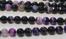  string of madagascar agate, shades of purple, GRADE A, 6mm faceted round beads - approx 60 per string 