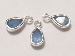 sterling silver, stamped 925, 10.5mm x 5mm blue chalcedony drop / charm, very nicely made, has closed jumpring at top with internal diameter of 1.5mm,  