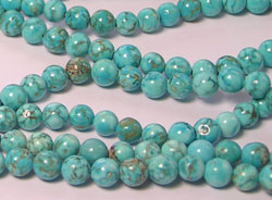  string of blue turquoise howlite 6mm round beads - approx 65 per string 