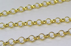  cm's - SOLD IN METRIC LENGTHS - vermeil loose rolo link 3.4mm chain - 10 links per inch, 13g per meter [vermeil is gold plated sterling silver] 