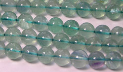  pale sea-glass green rainbow fluorite beads, A GRADE, 8mm highly polished - sold loose 