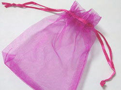  pink organza 120mm x 100mm drawstring jewellery gift pouch / bag 