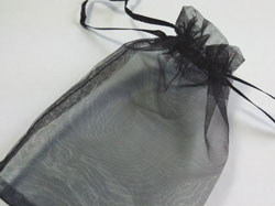  black organza 145mm x 100mm drawstring jewellery gift pouch / bag 