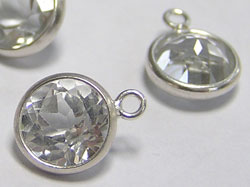  sterling silver 8.75mm white topaz drop, bezel has 6.75mm diameter, connecting ring has internal diameter of 0.8mm 