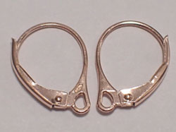  pair(s) ROSE VERMEIL, stamped 925, 16mm long, lever back earwires, 1 micron plating for increased durability, ring has 1.5mm hole [vermeil is gold plated sterling silver] 