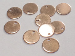  ROSE VERMEIL 9mm disc with 0.5mm thickness, hole is 1.3mm, suitable for tag / blank [vermeil is gold plated sterling silver] 