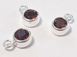  sterling silver, stamped 925, 8.75mm x 5.5mm garnet drop / charm, very nicely made, has closed jumpring at top with internal diameter of 1.5mm,  