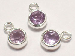  sterling silver, stamped 925, 8.75mm x 5.5mm amethyst drop / charm, very nicely made, has closed jumpring at top with internal diameter of 1.5mm,  