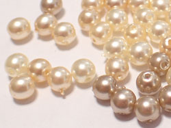 czech pearl coat mixed gold / cream 4mm round bead