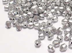  czech metalllic silver 5mm firepolished bicone glass bead 