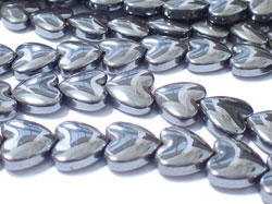  string of hematite 10mm heart beads - approx 46 per strand - A GRADE 