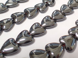  string of magnetic hematite 12mm heart beads - approx 38 per strand - A GRADE 