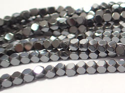  string of hematite 2.3mm faceted-edge cube beads - approx 170 beads per string 