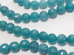  one string of 12mm faceted round blue sponge quartz beads - approx 33 per strand 