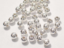  <4.6g/100> sterling silver 3mm round bead, 0.9mm hole 