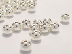  <12g/100> sterling silver 4mm round bead, 1mm hole, heavier than product 12-0039a 