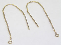  pair of gold filled ear chains - total length end-to-end 80mm - open jumpring on end 1.25mm internal diameter 