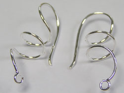  pair sterling silver, stamped 925, 21 gauge, 30mm length spiral earwire, open ring at bottom has 1.5mm internal diameter.  Sold in pairs, but note that all pieces are identical, there is no left and right 