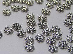 sterling silver 3.5mm daisy spacer, slightly puffed, with flattened polished sides, very pretty 