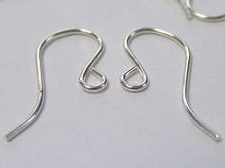  sterling silver pair of light-weight stamped 925 french earwires, 22 gauge wire, 20mm long, wire diameter 0.7mm 
