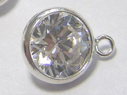  sterling silver 8.75mm clear AAA cubic zirconia drop, cz bezel has 6.75mm diameter, connecting ring has internal diameter of 0.8mm 