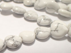  string of white howlite 11mm puffed heart beads - approx 37 per strand 