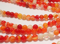  string of mixed red and orange agate 4mm round beads - vibrant - approx 96 per strand 
