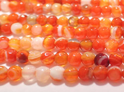  string of mixed red and orange agate faceted 4mm round beads - vibrant - approx 90 per strand 