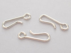  sterling silver, stamped 925, 14.3mm x 4.5mm very simple plain hook clasp with 2.3mm internal diameter end hole - matching eyes are prod no 12-0238a 