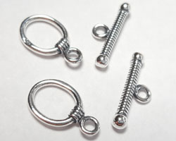  sterling silver, stamped 925, 11mm x 9mm oval ring and 17mm bar, toggle set 