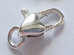  sterling silver 11.5mm x 5mm x 4mm lobster clasp with heart detail PLUS open ring with 3mm internal diameter 